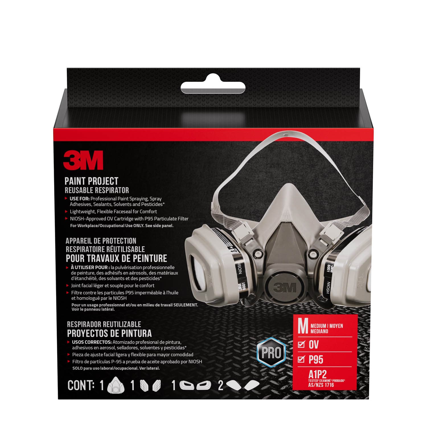 3M Paint Project Respirator with Quick Latch, 6502QLP1-C-PS, Size Medium, 1 Ea/Pk_11