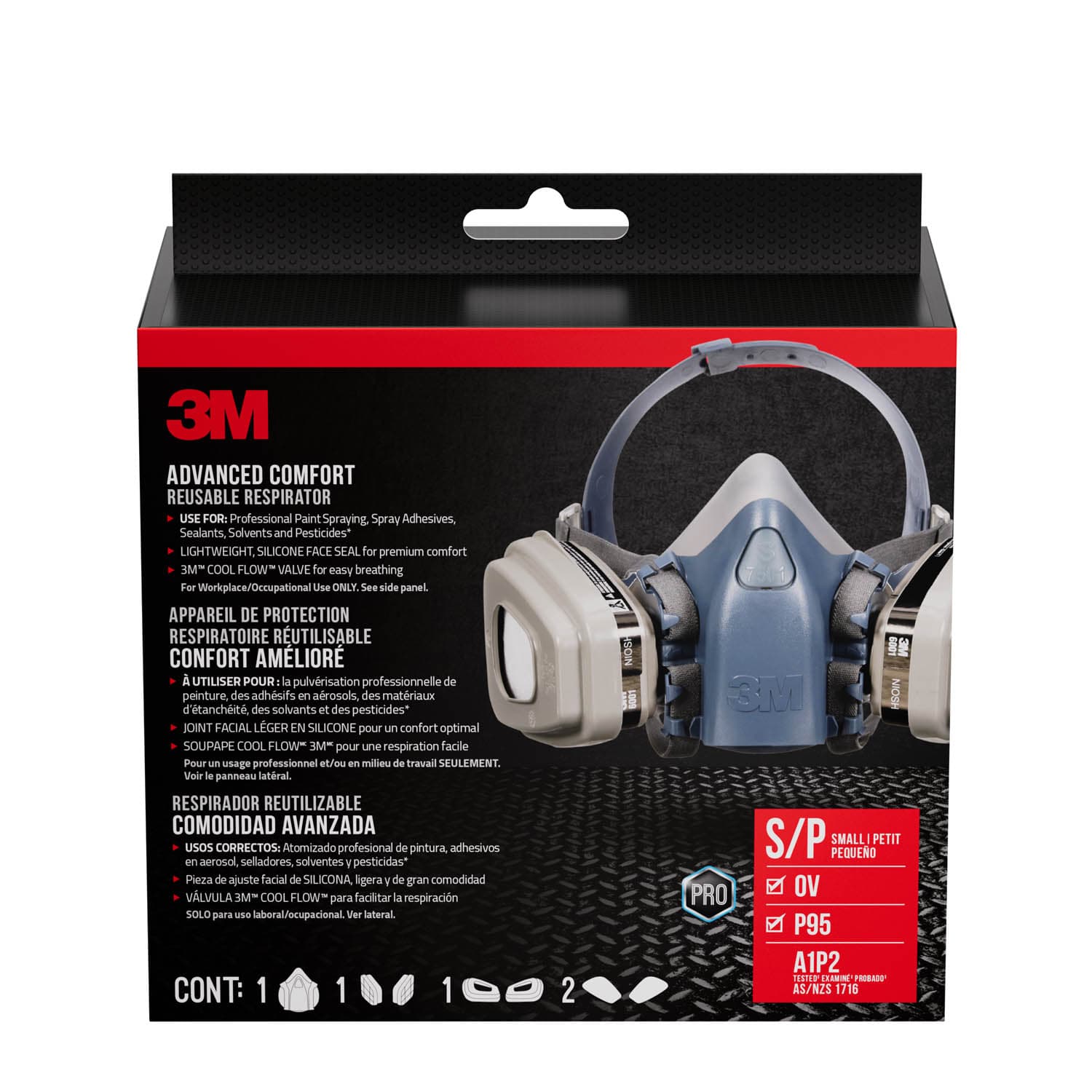 3M Performance Reusable Paint Project Respirator OV/P95, 6111P1-DC, Size Small, 1 each/pack_8