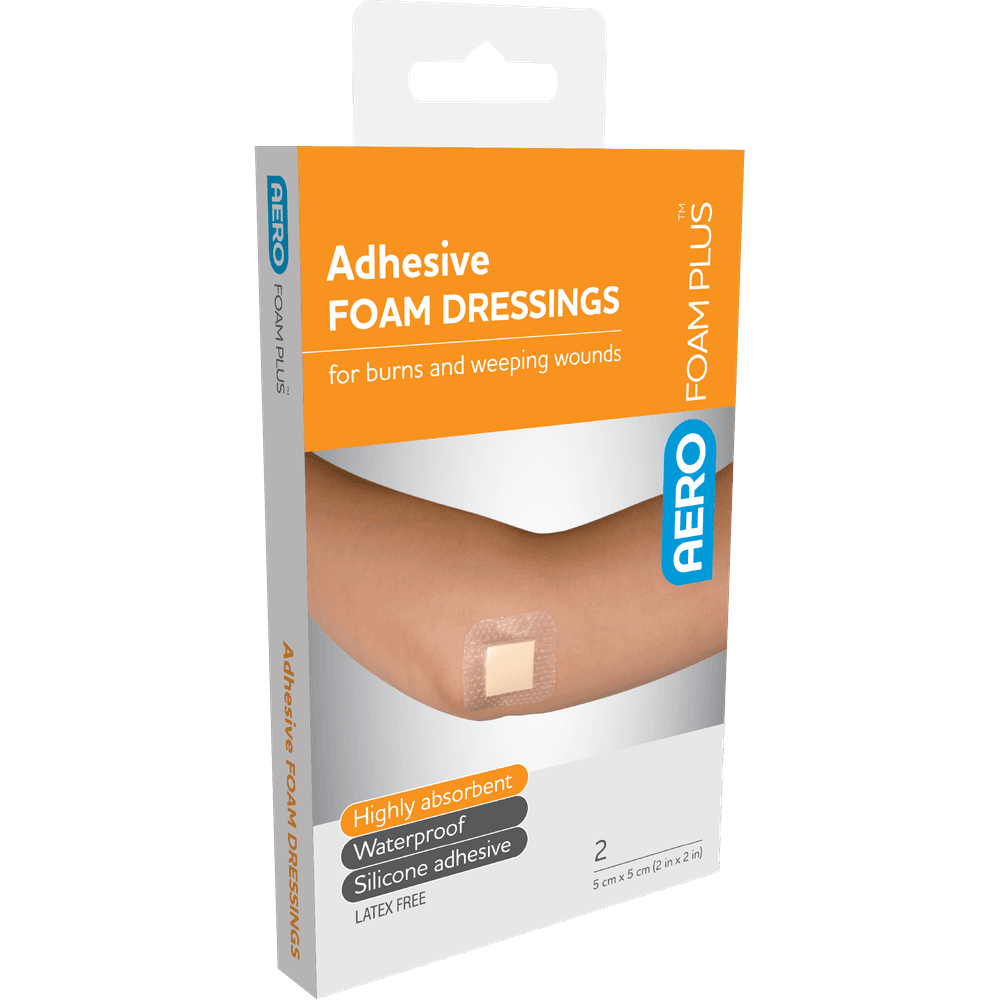 Aero Healthcare AEROFOAM PLUS Adhesive Foam Dressings 5 x 5cm Box/2