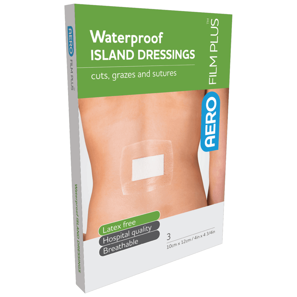 Aero Healthcare AEROFILM PLUS Waterproof Island Dressing 10 x 12cm Box/3  Env/3