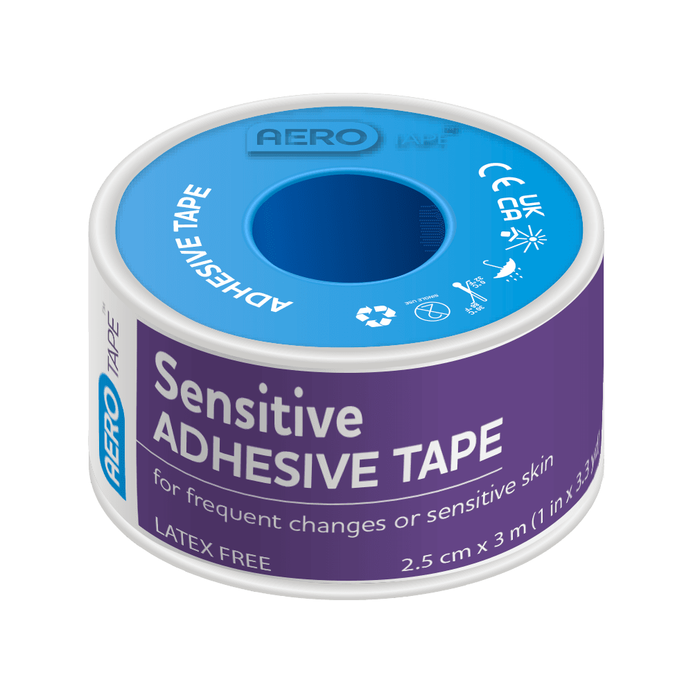 Aero Healthcare AEROTAPE Sensitive Silicone Tape 2.5cm x 3M Box/6