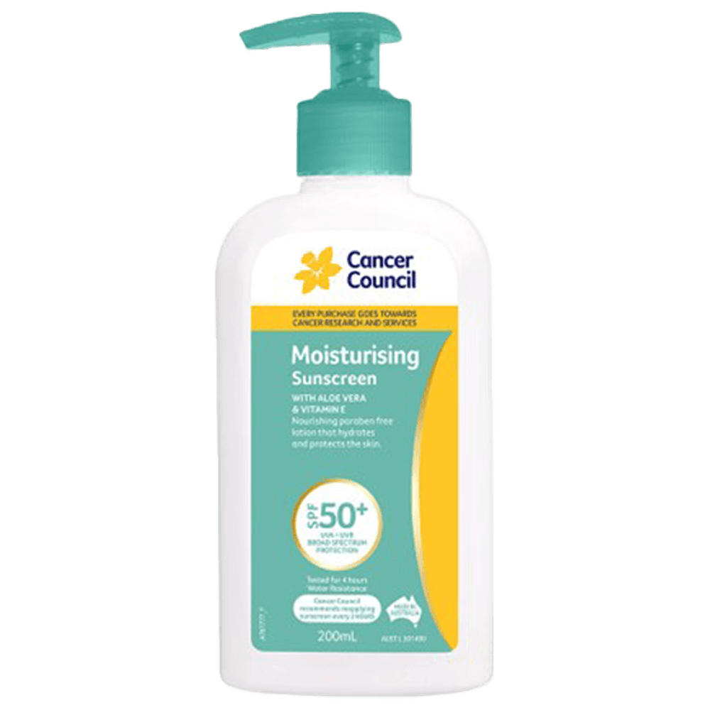 Aero Healthcare CANCER COUNCIL SPF50+ Moisturising Sunscreen Pump 200mL