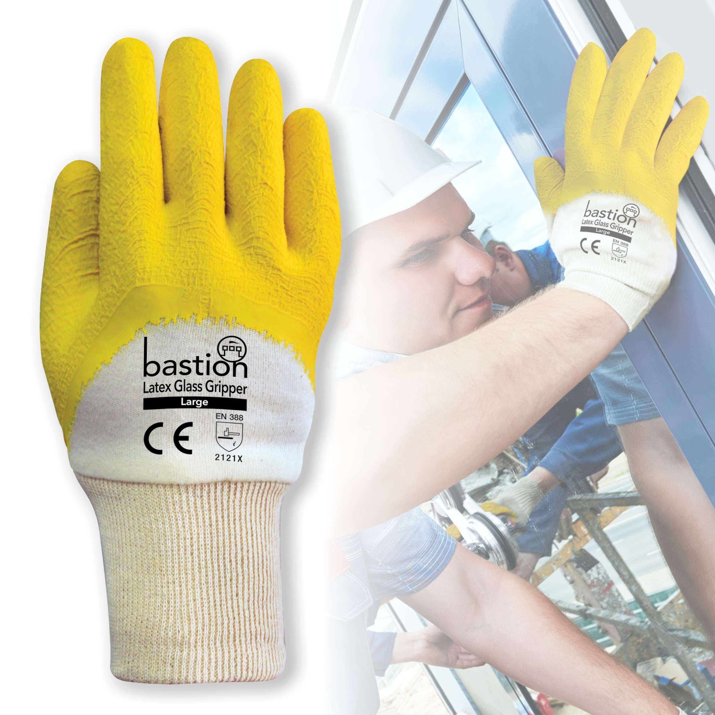 Bastion Verona™  Blue  Nitrile Fully Dipped Jersey Cotton Gloves - Safety Cuff