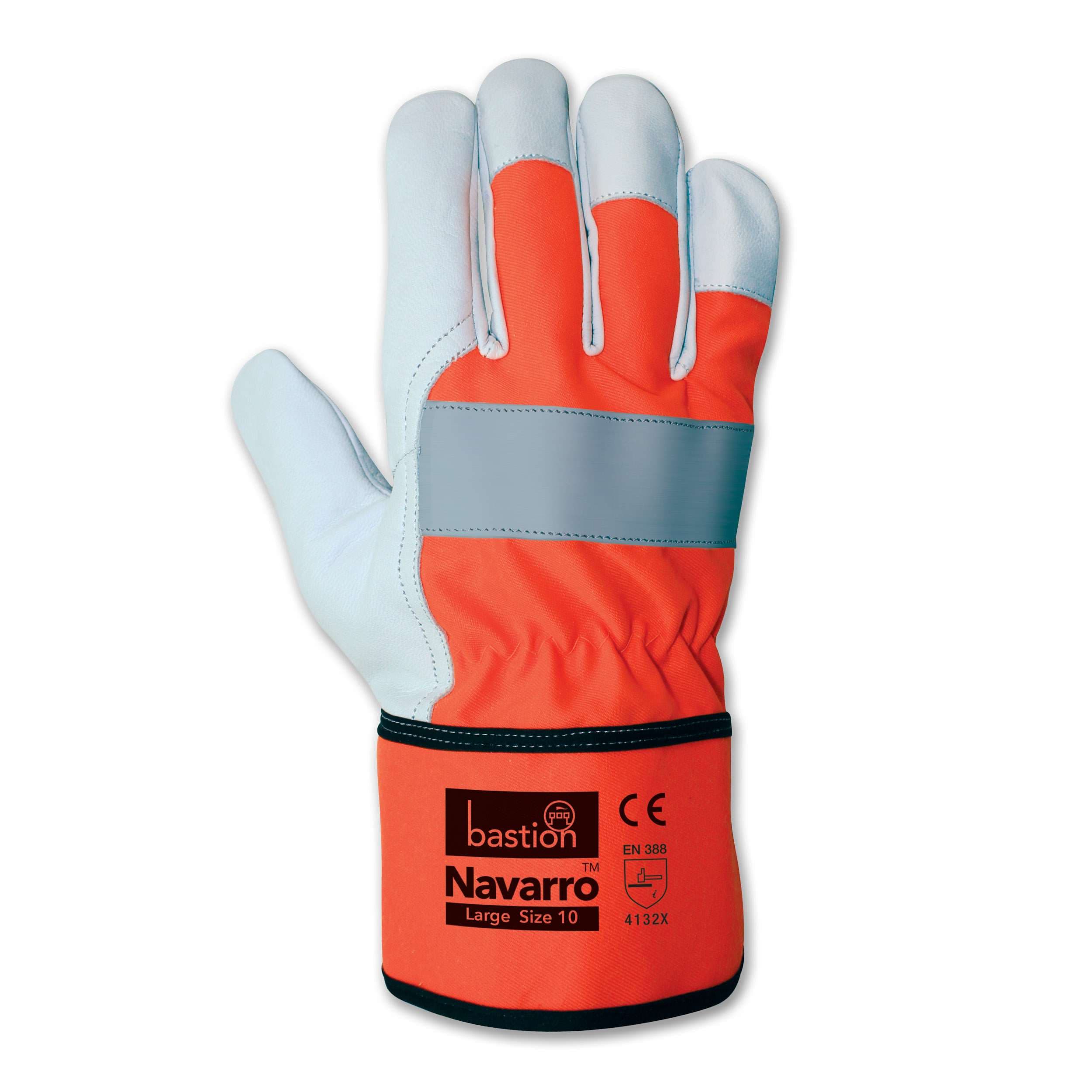 Bastion Navarro™ High Viz Premium A Grade Cow Grain Natural Leather Rigger Gloves_1