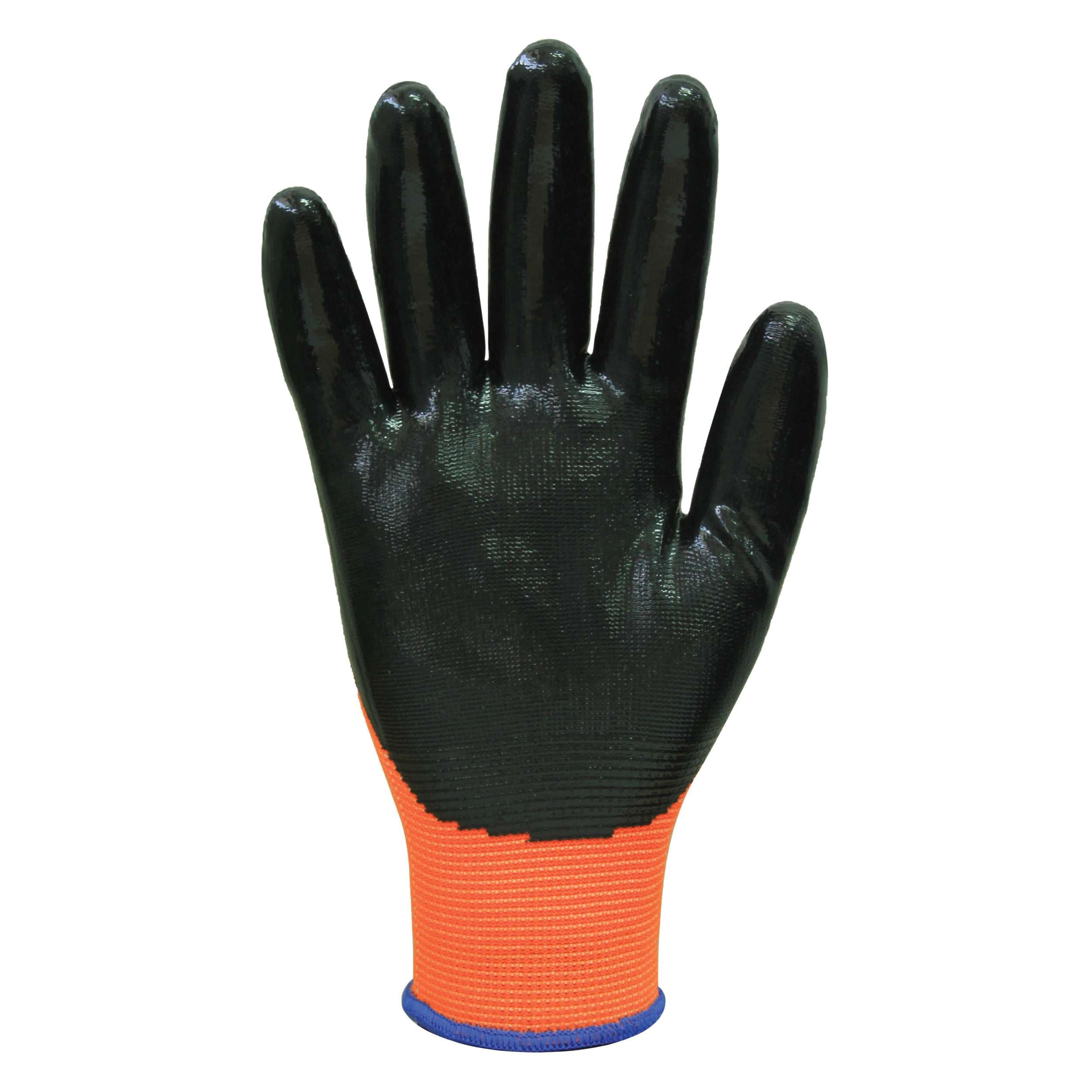 Bastion Marxen™ High Viz Orange Polyester Gloves - Black Nitrile Coating_2