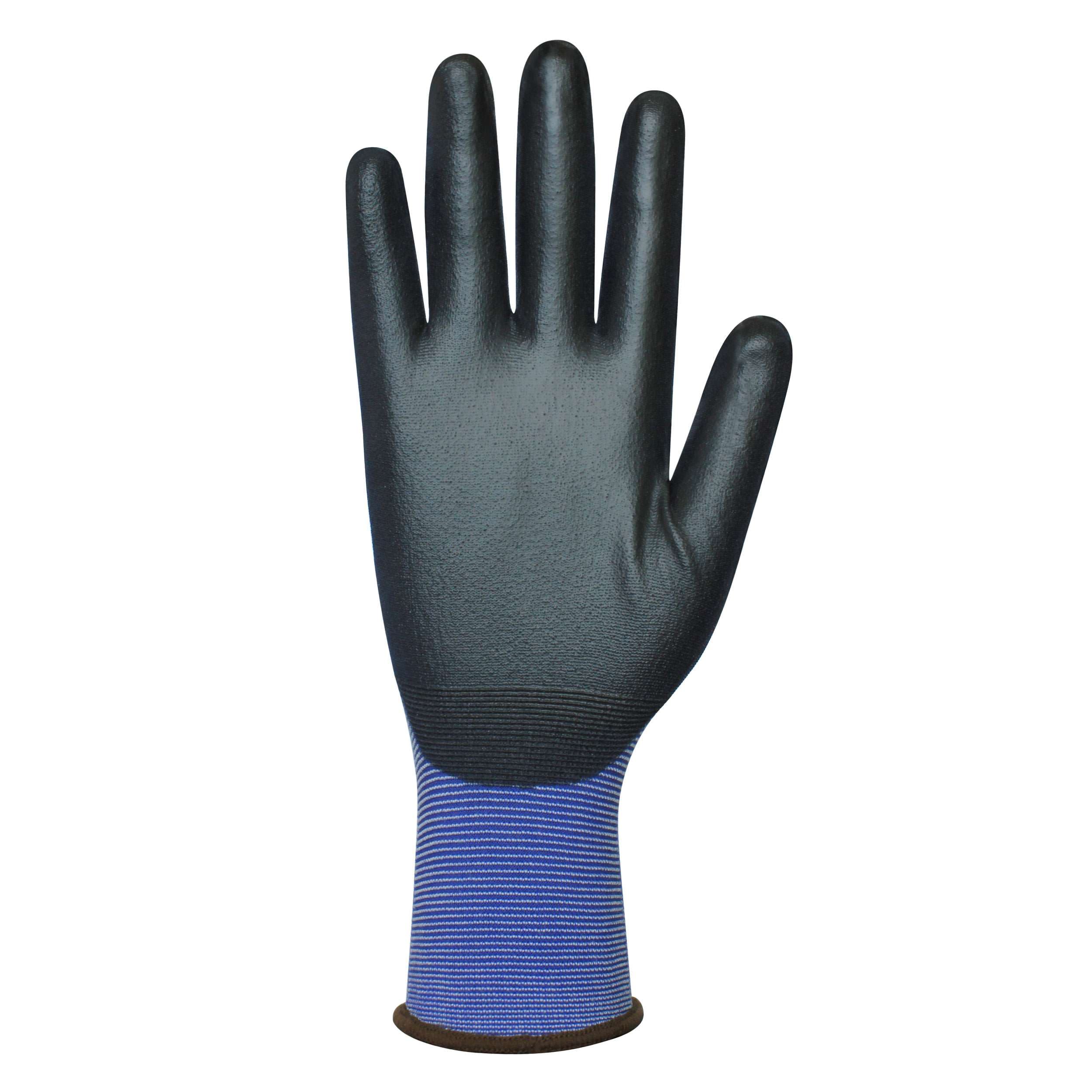 Bastion Mataro™  Blue  Nylon  Gloves - Black Polyurethane Coating