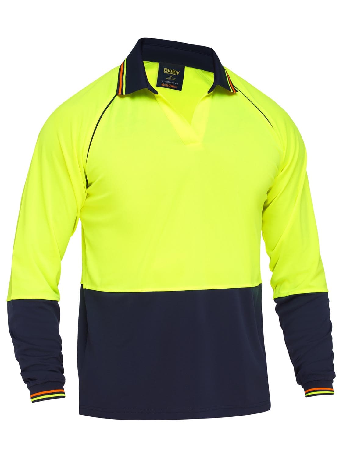 Bisley Bisley Recycle Two Tone Hi Vis Long Sleeve Polo