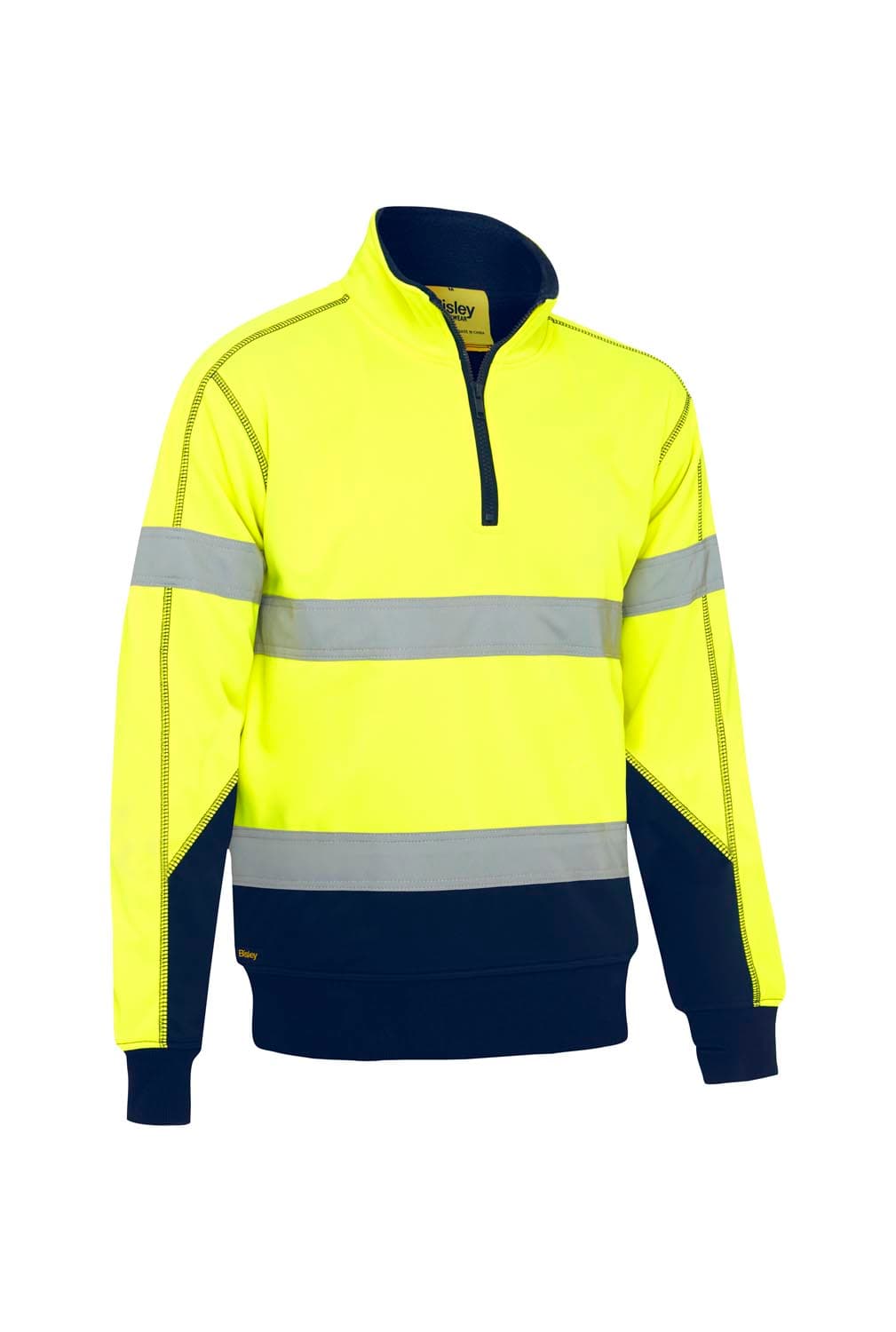 Bisley Taped Hi Vis 1/4 Zip Fleece Pullover with Sherpa Lining_6