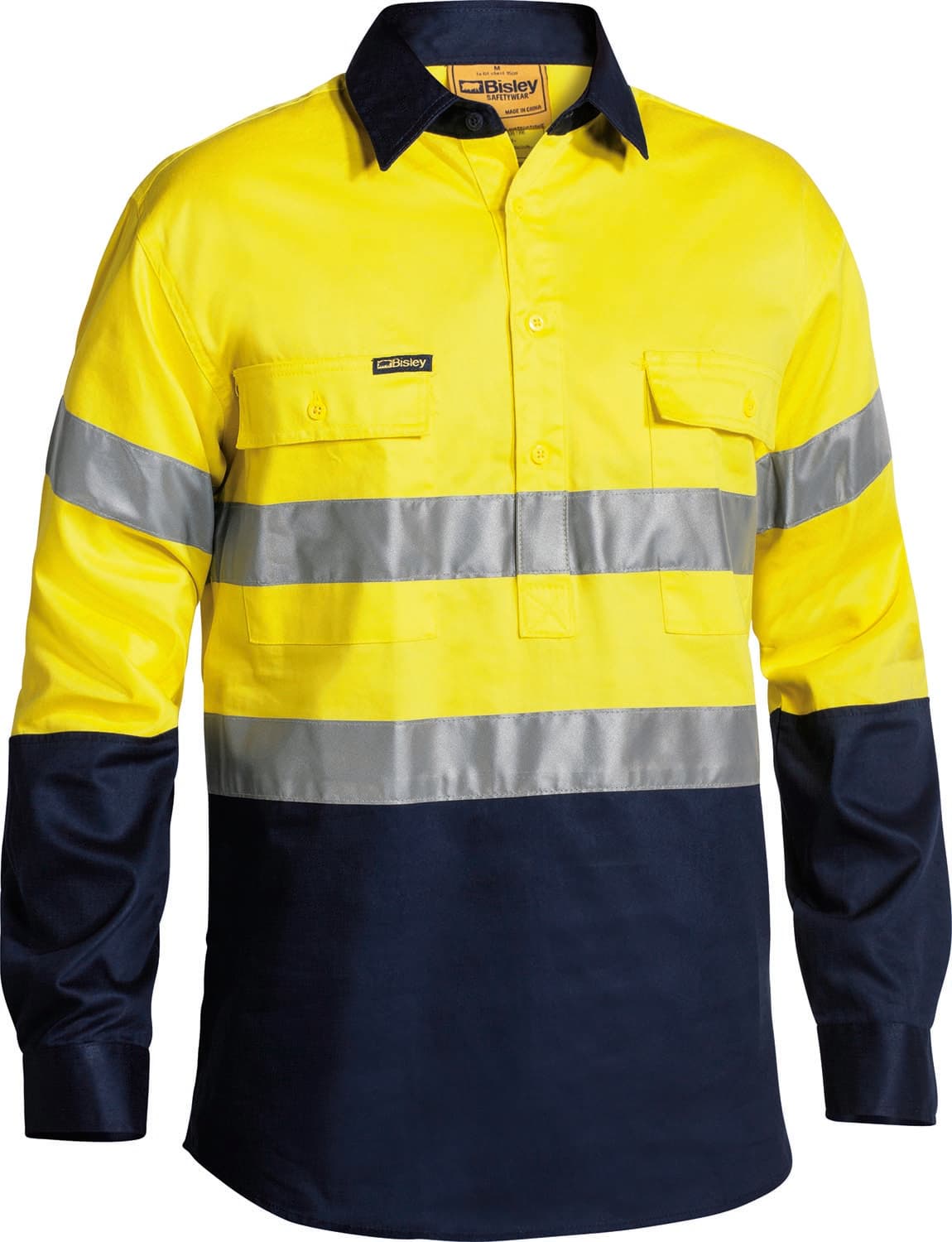 Bisley Taped Hi Vis Closed Front Drill Shirt