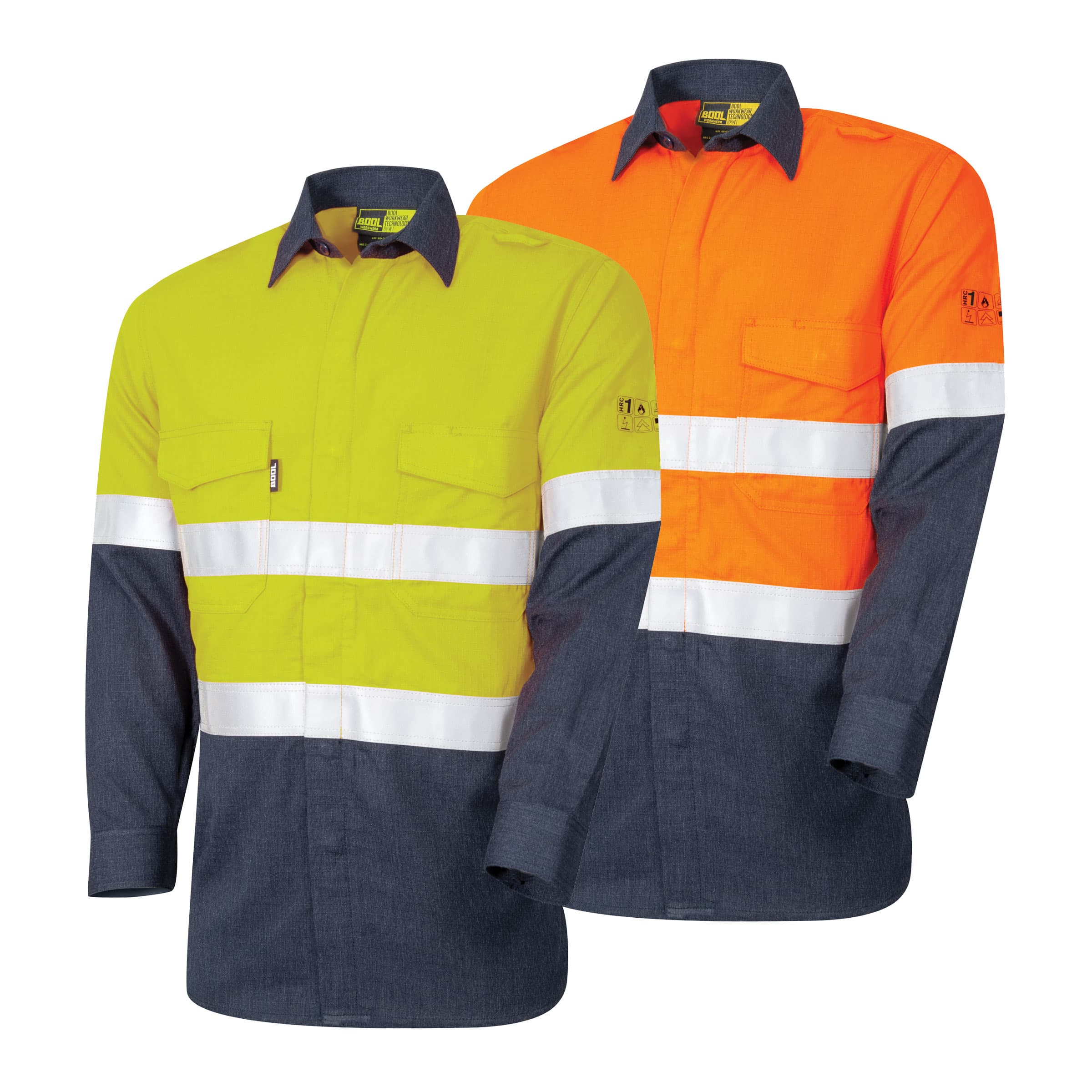 Bool PT Shirt 155gsm Parvotex 2.0 L/S Two Tone Fire Retardent With Loxy FR 9801 Two Hoop Reflective Tape