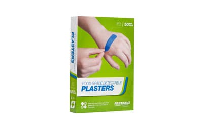 FastAid Food Grade Plasters, Metal And Visual Detectable, Plastic, 72 X 19Mm, 50Pk