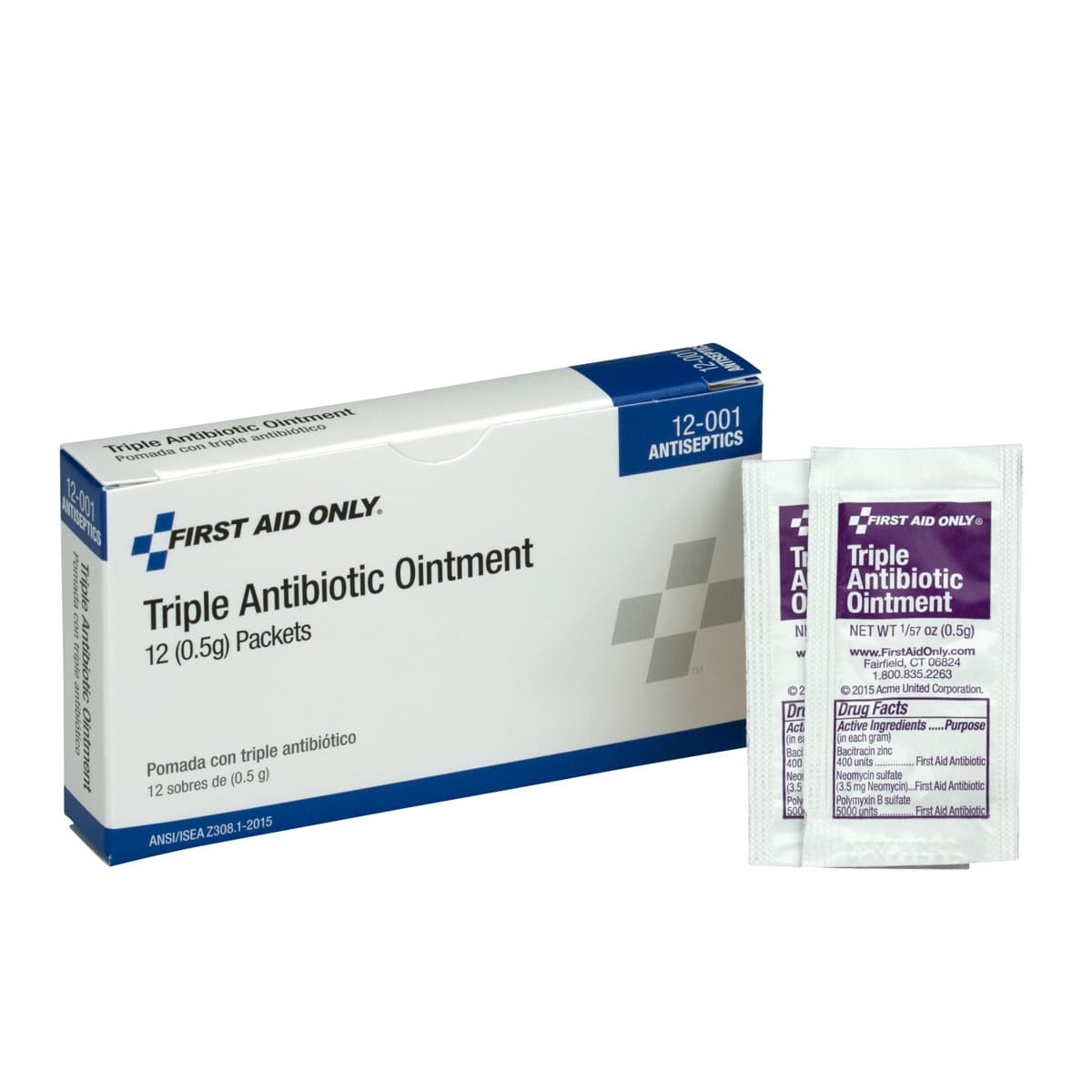 First Aid Only Triple Antibiotic Ointment, 12/box