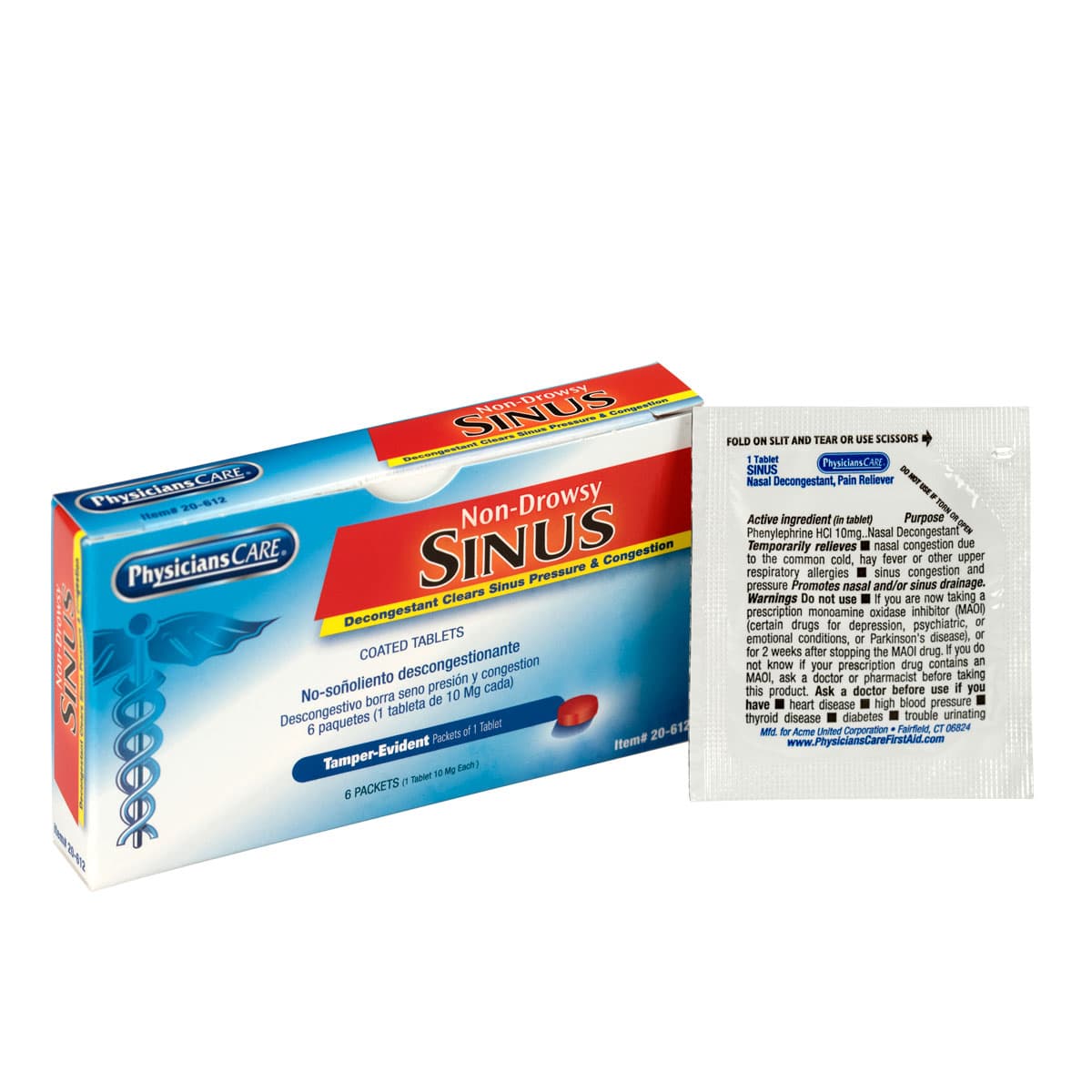 First Aid Only PhysiciansCare Sinus, 6x1/box 