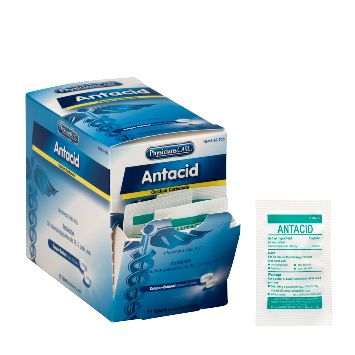 First Aid Only PhysiciansCare Antacid, 25x2/box 