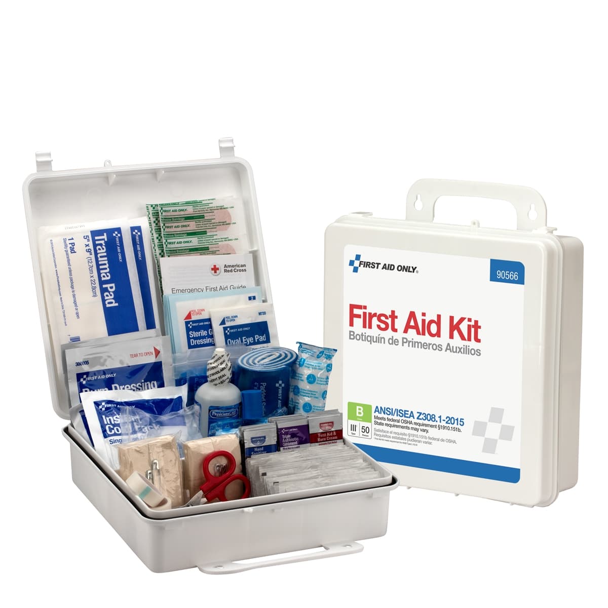 50 Person First Aid Kit, ANSI 2015 Class B, Plastic Case