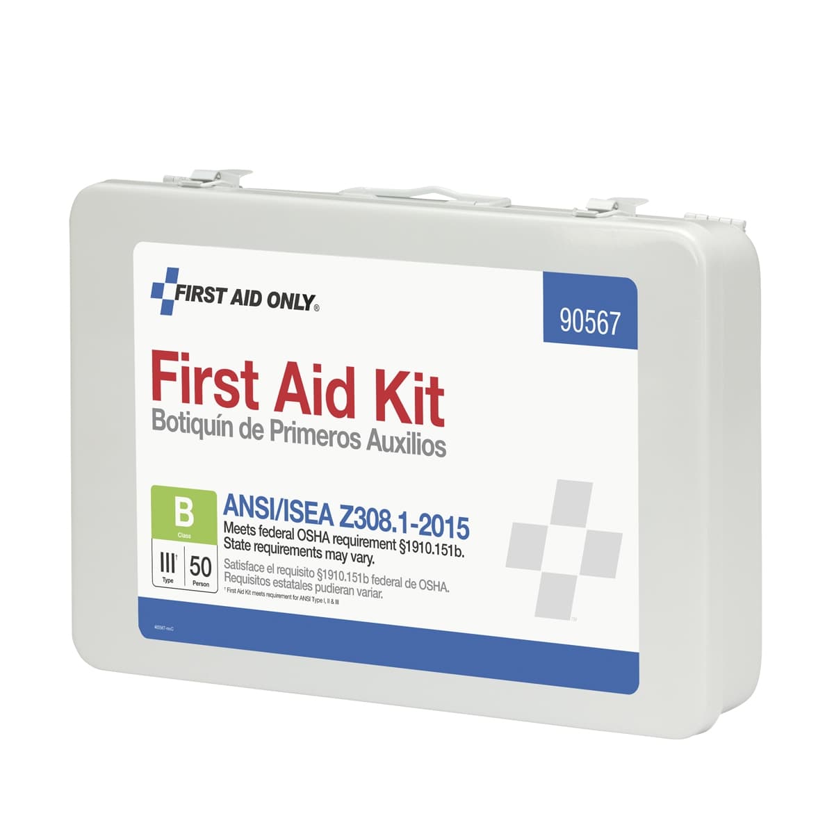 50 Person First Aid Kit, ANSI 2015 Class B,  Metal Case