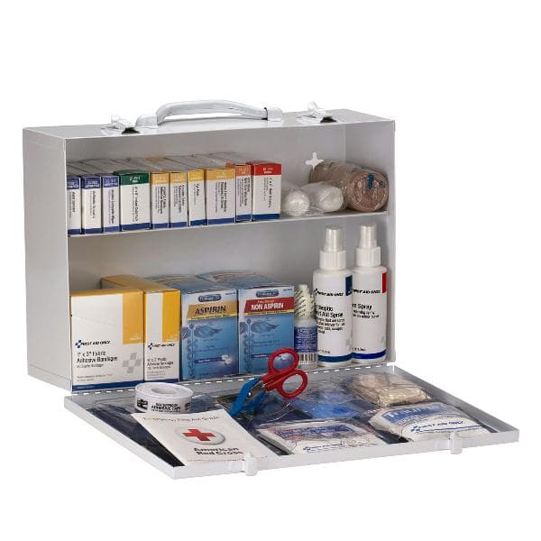 2 Shelf First Aid ANSI 2015 Class A+ Metal Cabinet, with Meds, Custom Logo_2