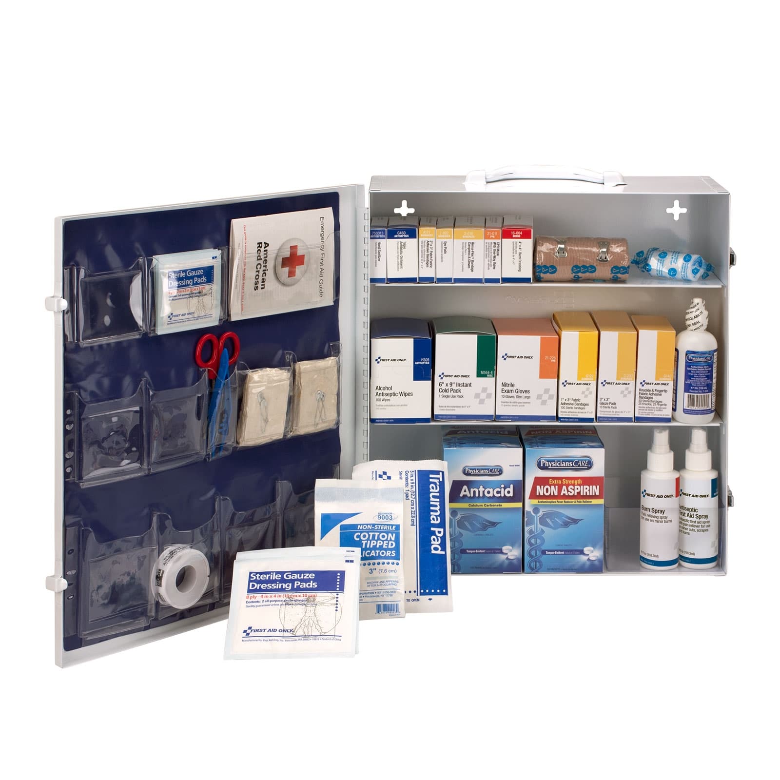 First Aid Only 3 Shelf First Aid ANSI 2015 Class A+ Metal Cabinet, with Meds