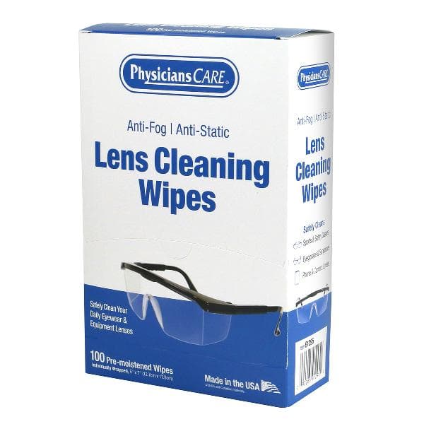 First Aid Only Lens Cleaning Wipes 100/Box