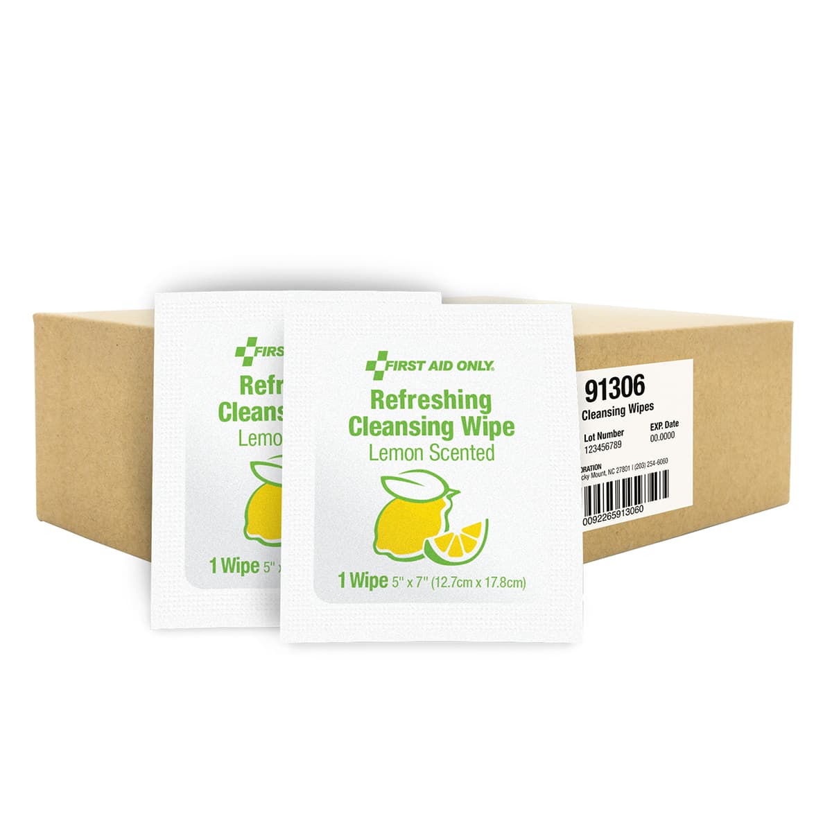 First Aid Only Refreshing Cleansing Wipes with Lemon Fragrance, 1,000/CA