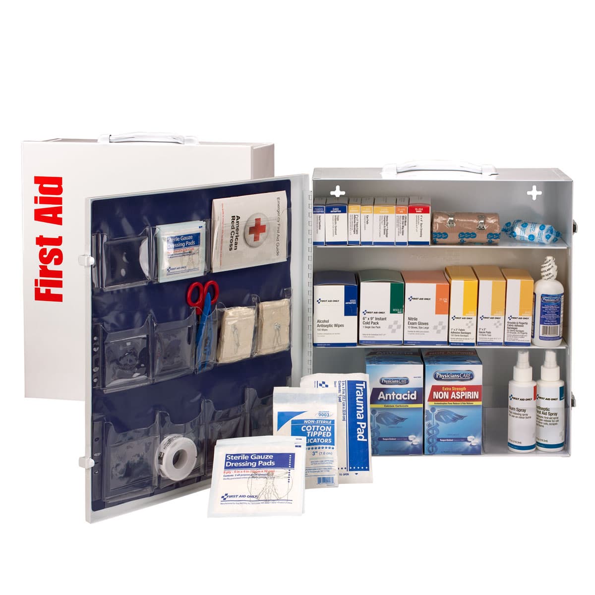 First Aid Only 100 Person ANSI 2021 Class A, 3 Shelf First Aid Cabinet