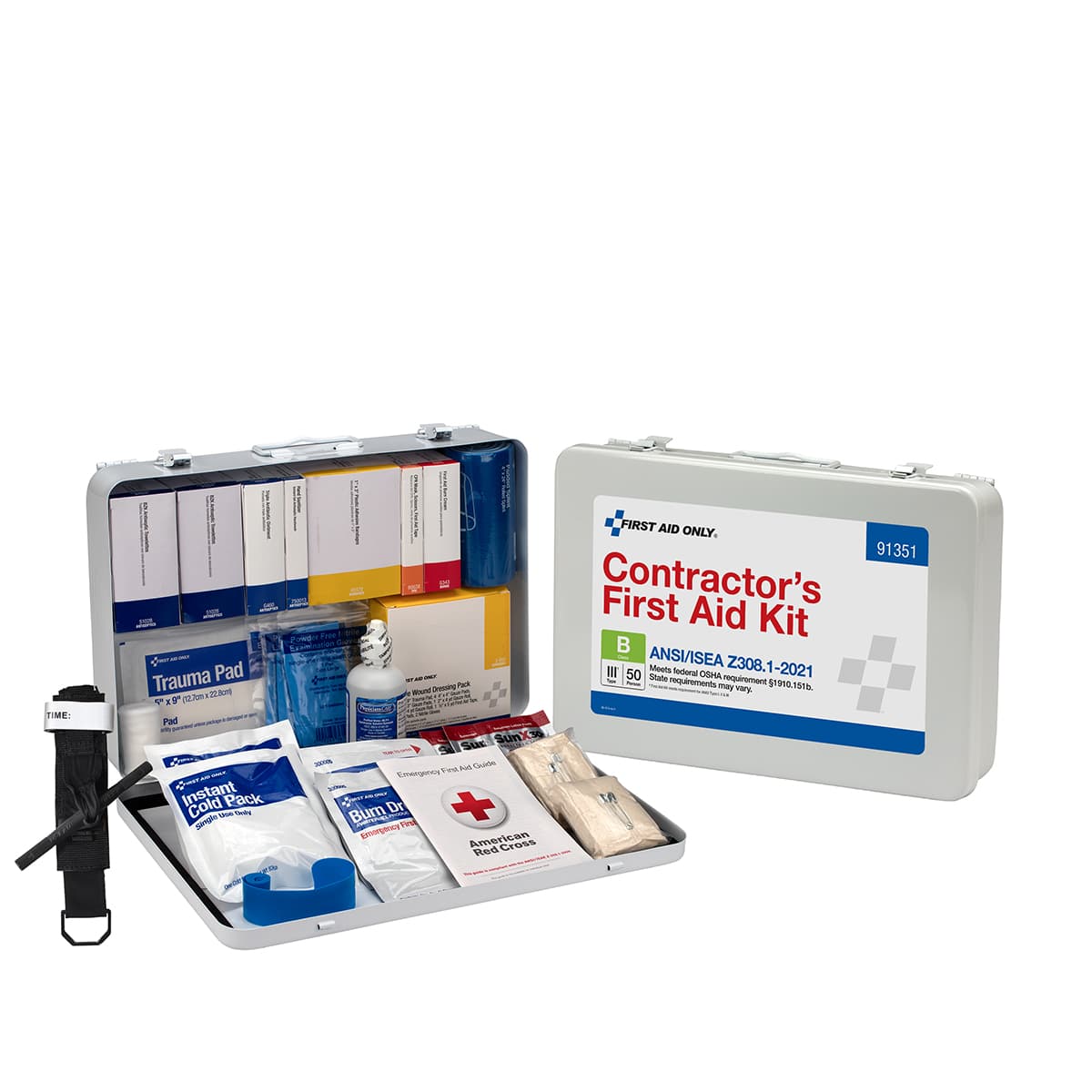 50 Person ANSI 2021 Class B, Contractor Metal First Aid Kit