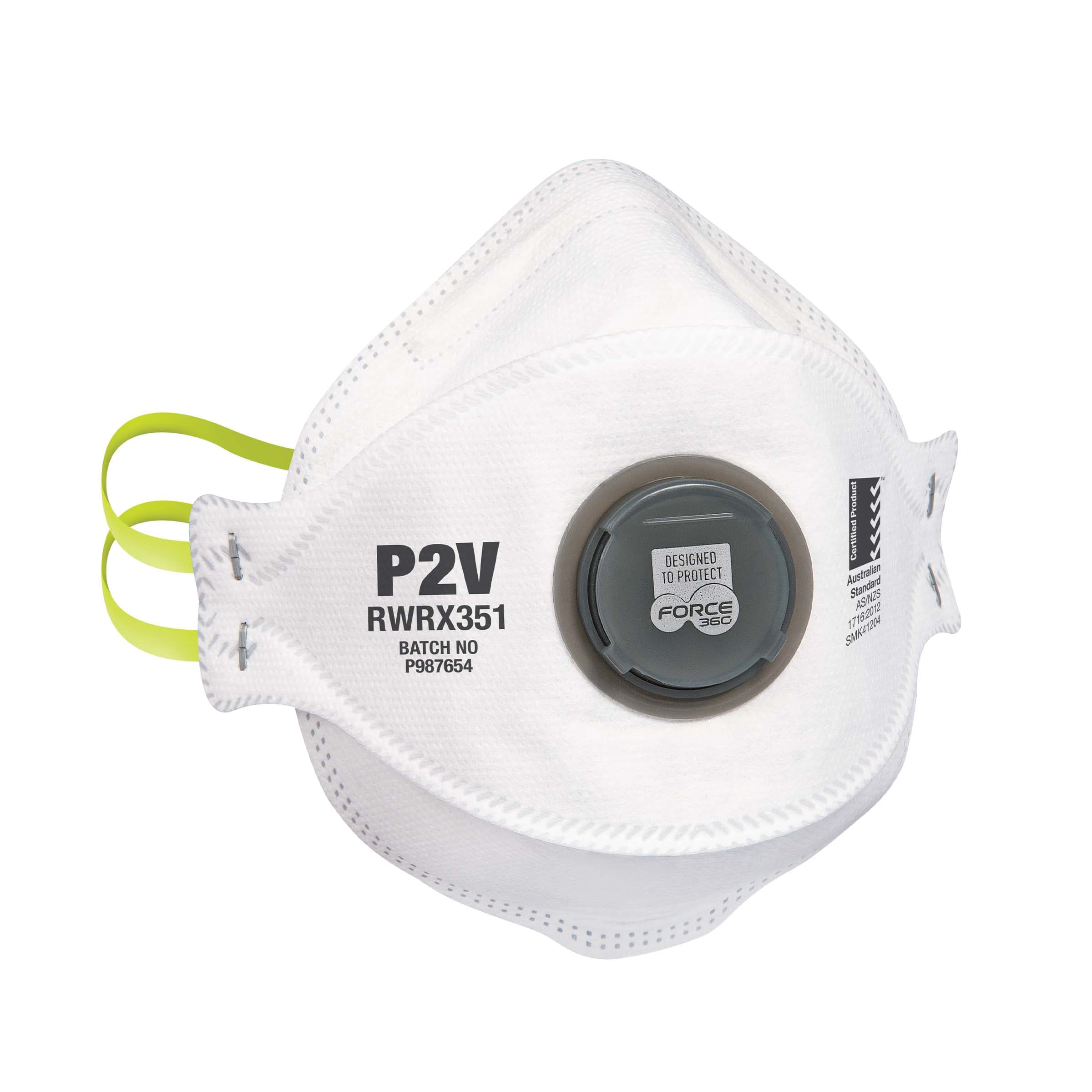 Force360 P2V Flat Fold Disposable Respirator (10 Per Box)