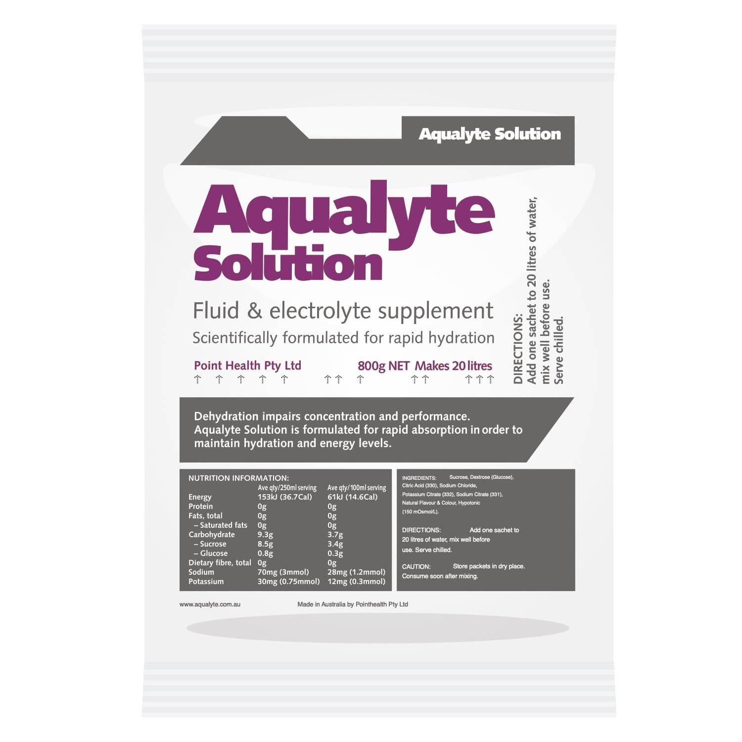 Maxisafe Aqualyte Electrolyte Powder Berry Flavoured Sachets 800G