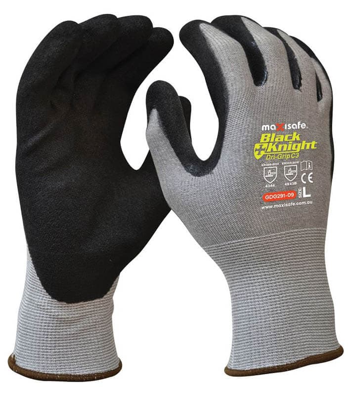 Maxisafe Black Knight Dri-Grip Cut B Glove With Gripmaster Coating