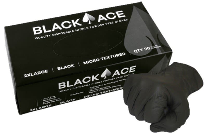 Maxisafe Black Ace Disposable Nitrile Gloves, Unpowdered, Box 100