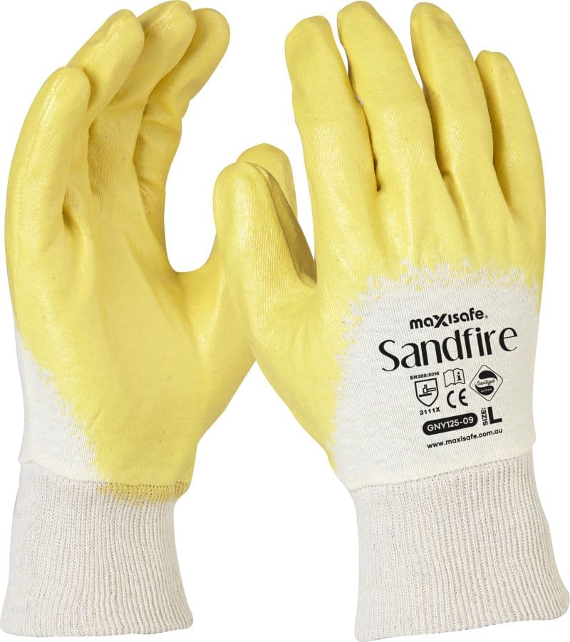 Maxisafe Sandfire Yellow Nitrile 3/4 Dipped Glove