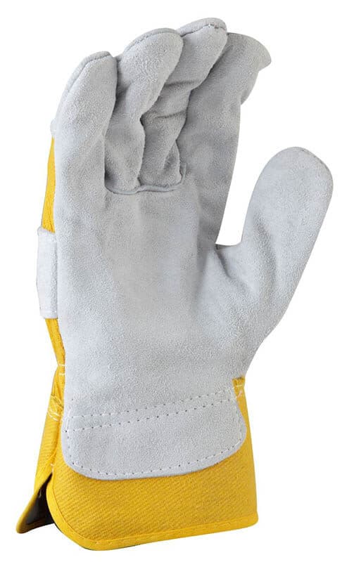 Maxisafe Grey Split Palm, Yellow Cotton Back Glove