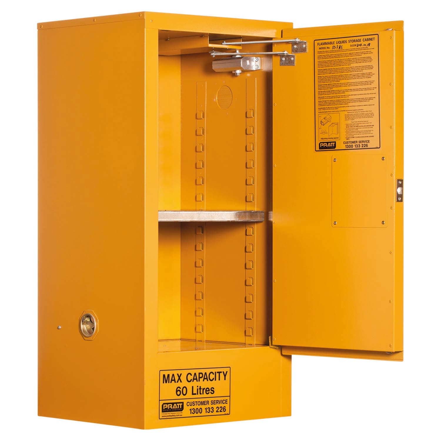 Pratt Flammable Liquid Storage Cabinet: 60L - 1 Door - 2 Shelves_1