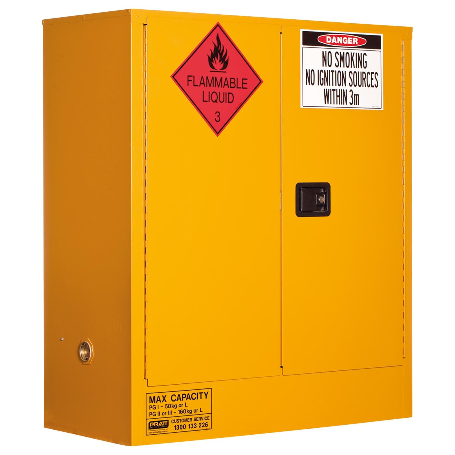 Pratt Flammable Liquid Storage Cabinet: 160L - 2 Doors - 2 Shelves