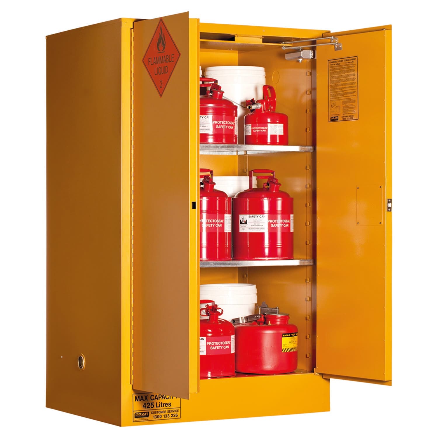 Pratt Flammable Liquid Storage Cabinet: 425L - 2 Doors - 3 Shelves_1