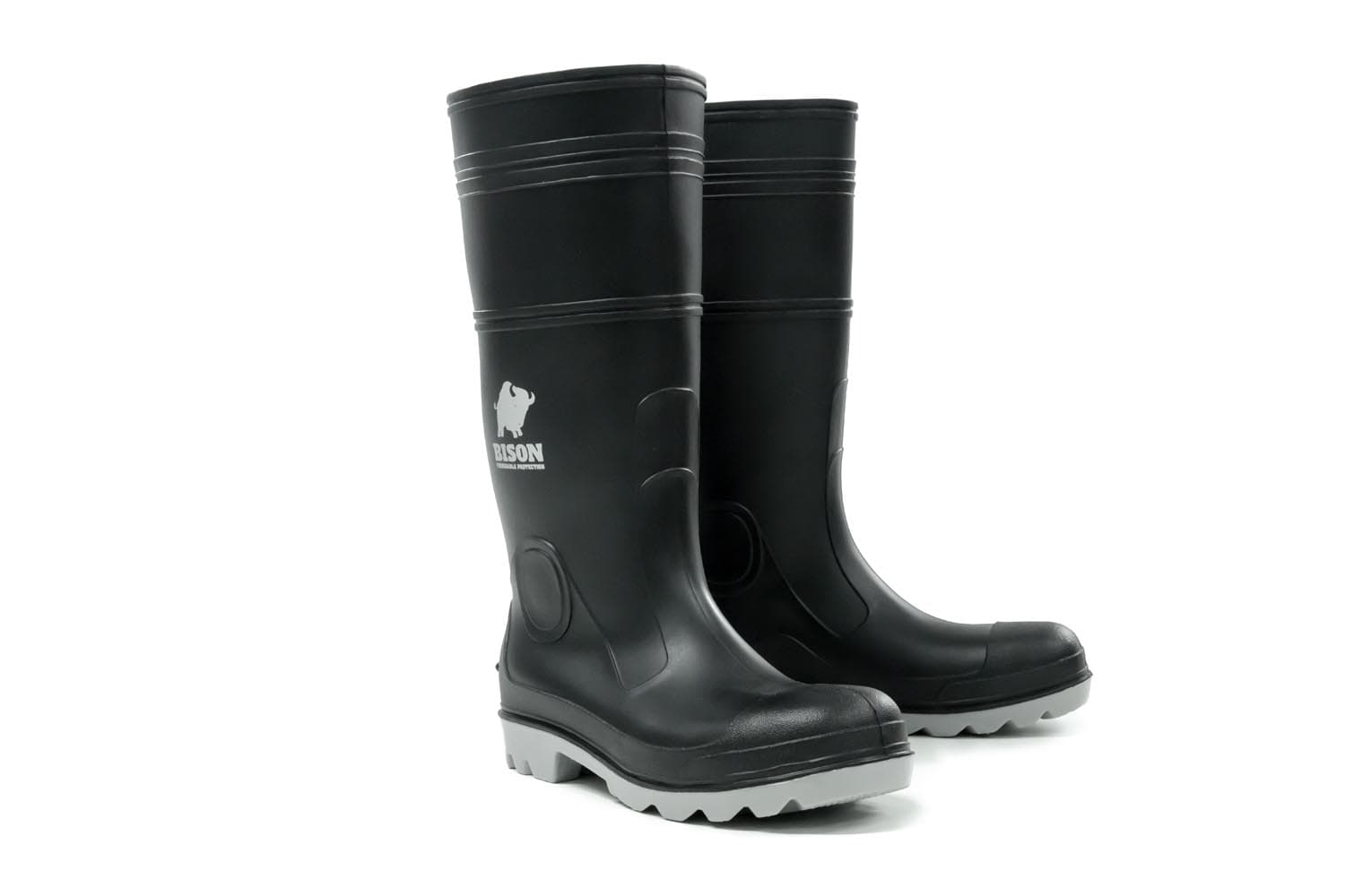 Bison Gumboot Inca Pvc Black Grey