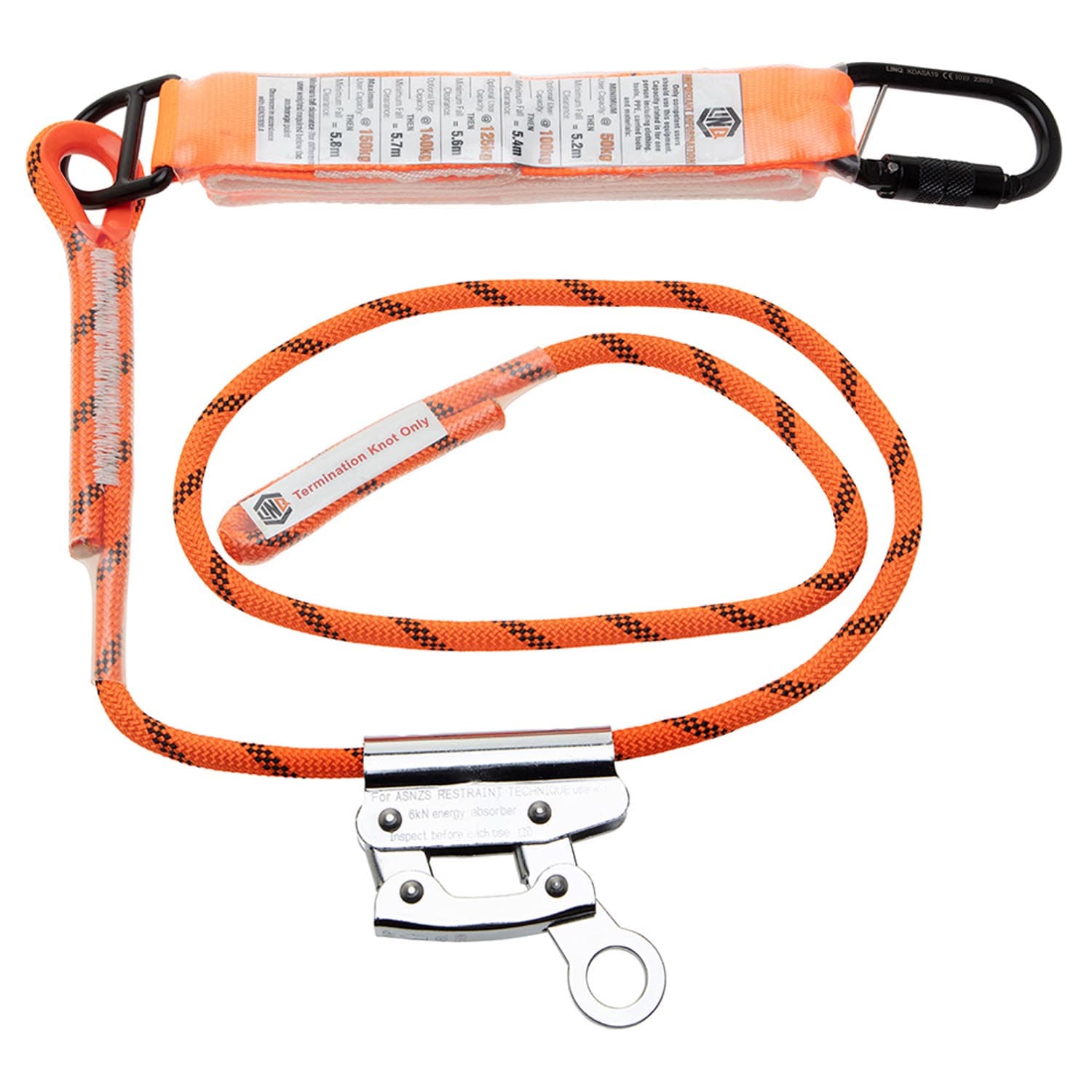 LINQ Single Leg 2M Shock Absorb Adjustable Rope Lanyard With Rope Grab_1