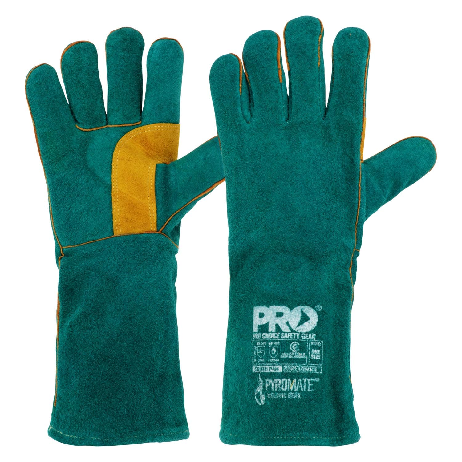 Pro Choice Pyromate® South Pawâ® Left Hand Pair -Green & Gold Kevlar® Glove Green