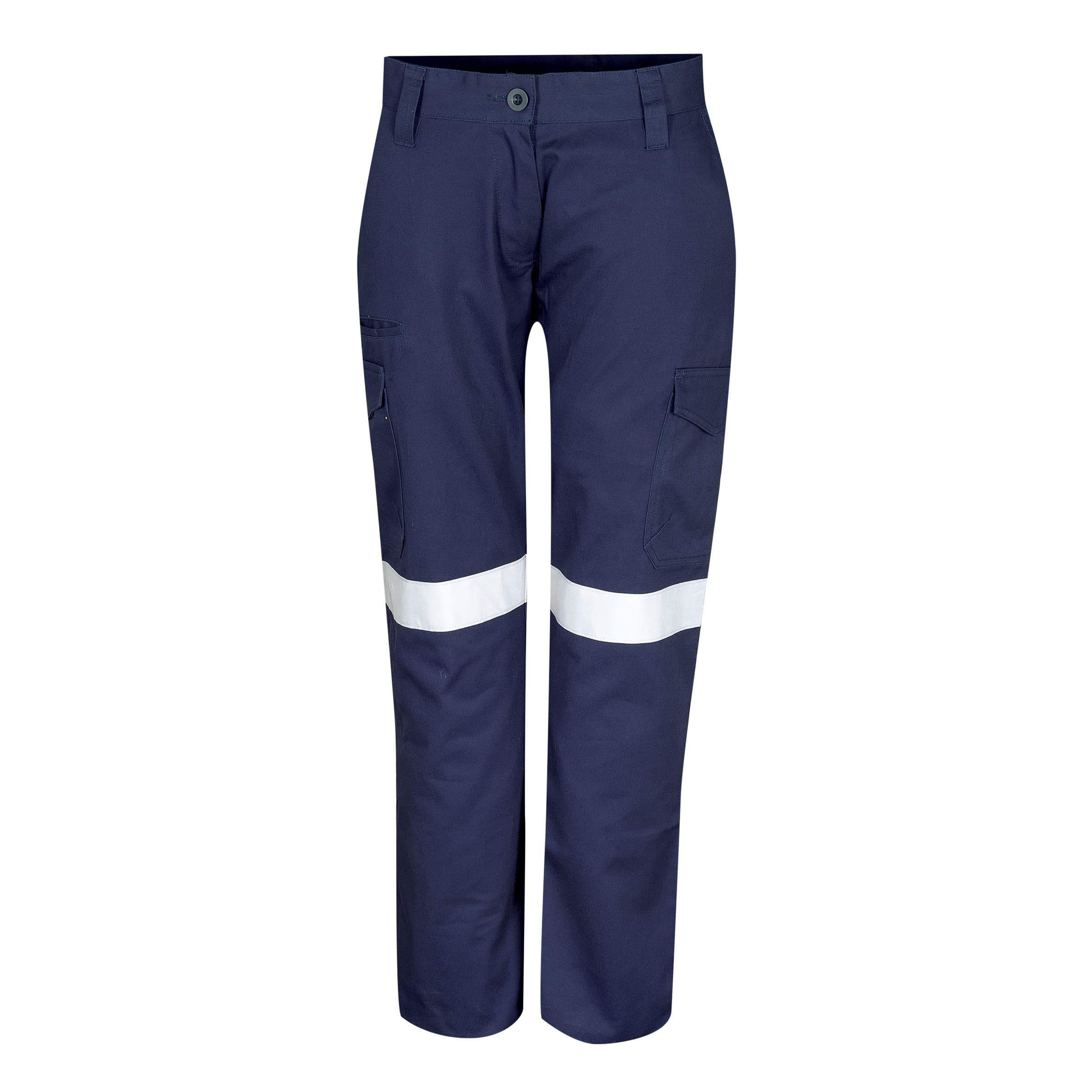 TRu Workwear Core SeriesLadies Trousers 240 gsm Cotton Drill Cargo with Tru reflective Tape