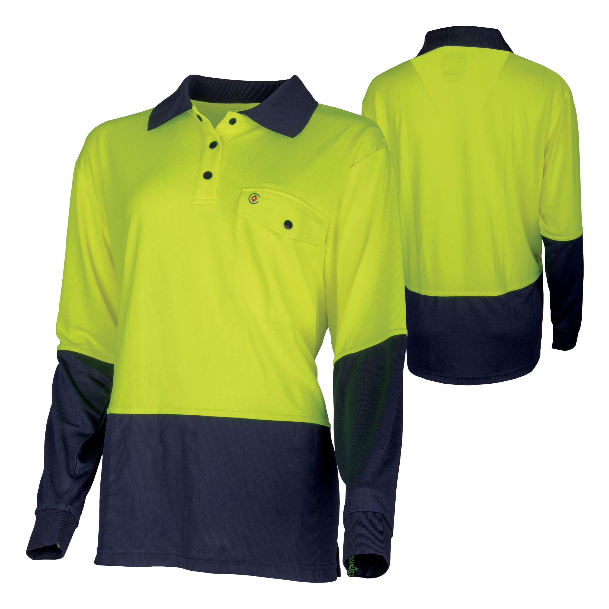 TRu Workwear Polo Women'S 175gsm Recycled Polyester Anti- Microbial Micromesh L/S Two Tone_1