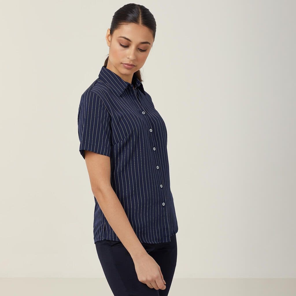 NNT Short Sleeve Action Back Shirt CAT48E (Stripe/Navy/White)_1