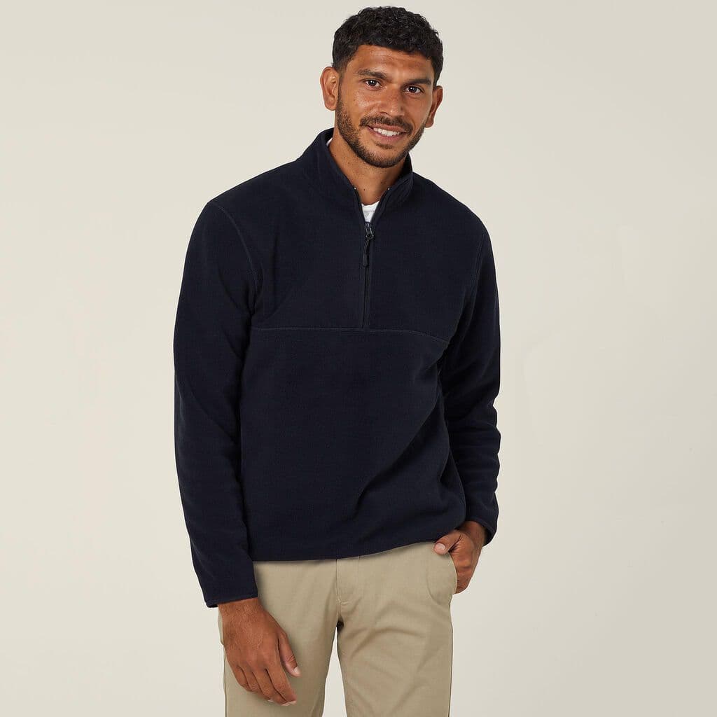 NNT Mens Polar Fleece Zip Neck Pullover CATBE9 (Navy)