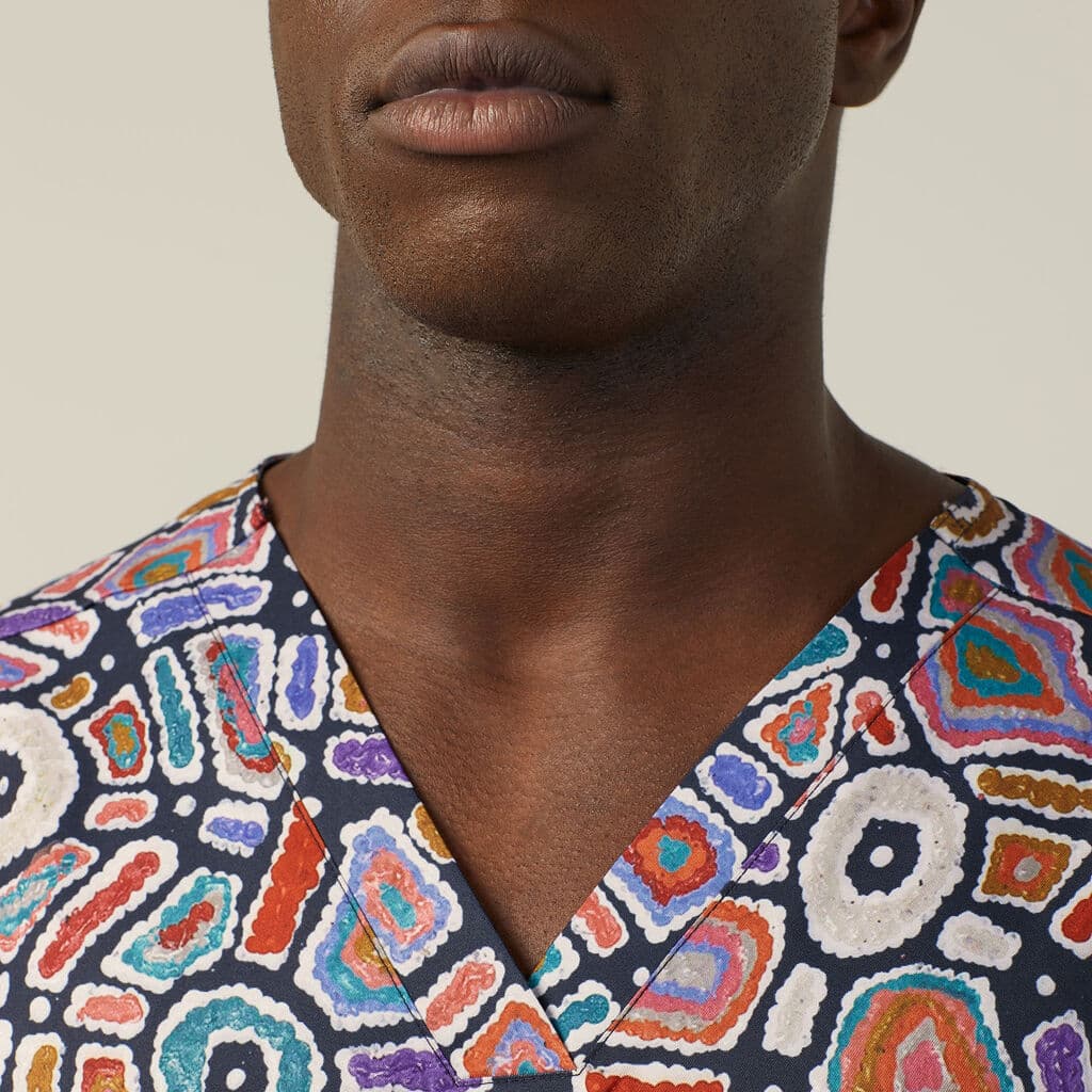 NNT Polyester Print Water Dream Indigenous Scrub Top CATRG9 (Terracotta)_6