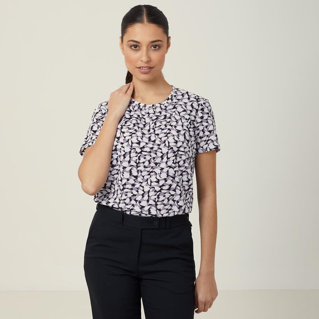 NNT Petal Print Short Sleeve Top CATUFA (Grey)