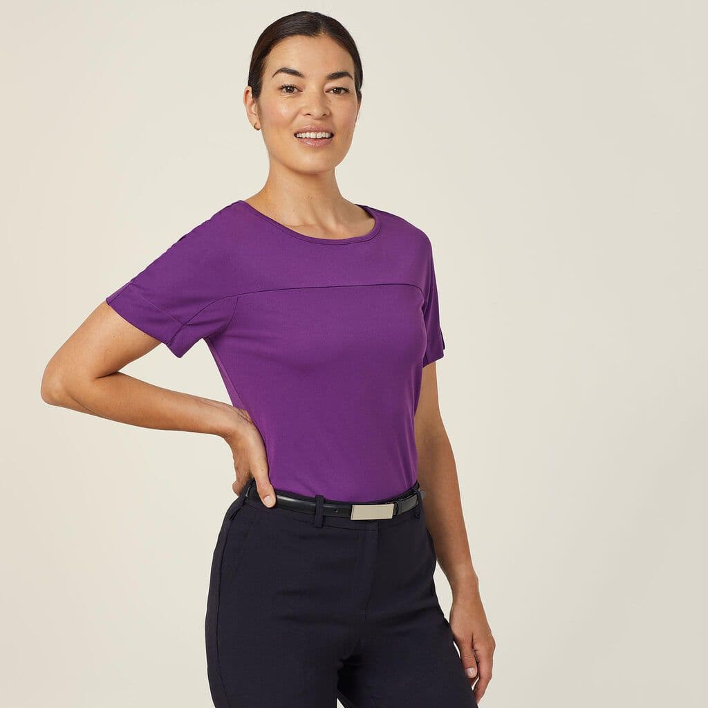 NNT Matt Jersey Boat Neck Short Sleeve Top CATUHN (Purple)_1