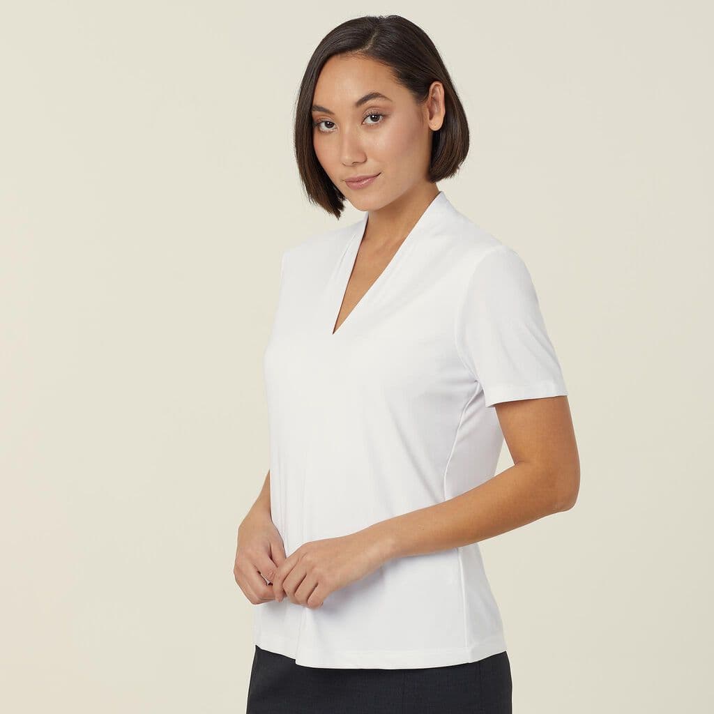 NNT Matt Jersey V Neck Short Sleeve Top CATUHP (White)_1