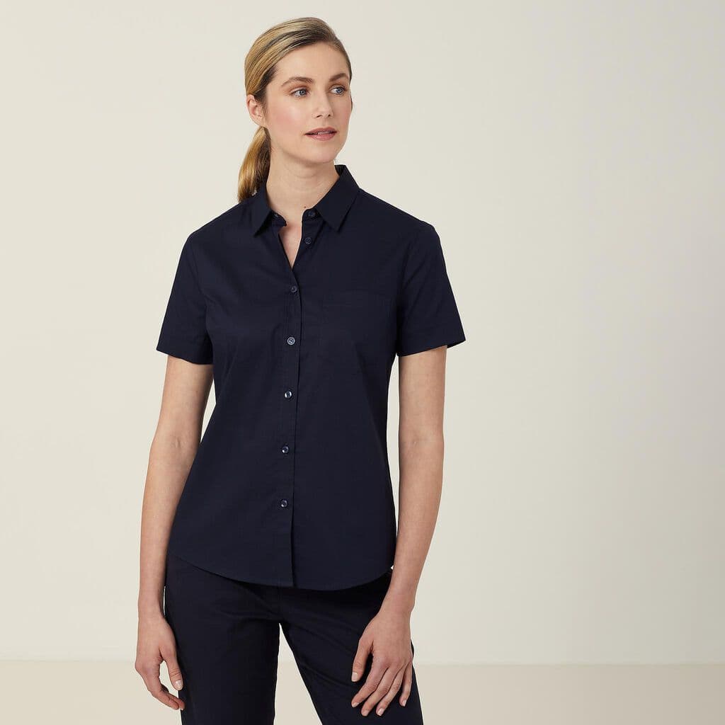 NNT Womens Avignon Short Sleeve Slim Shirt CATUK8 (Navy)