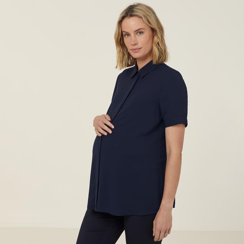 NNT Georgie Maternity Short Sleeve Shirt CATUKB (Navy)_1