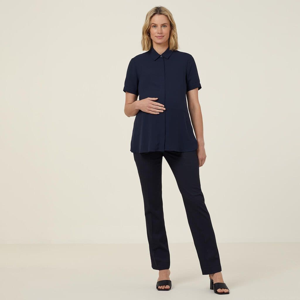 NNT Georgie Maternity Short Sleeve Shirt CATUKB (Navy)_3