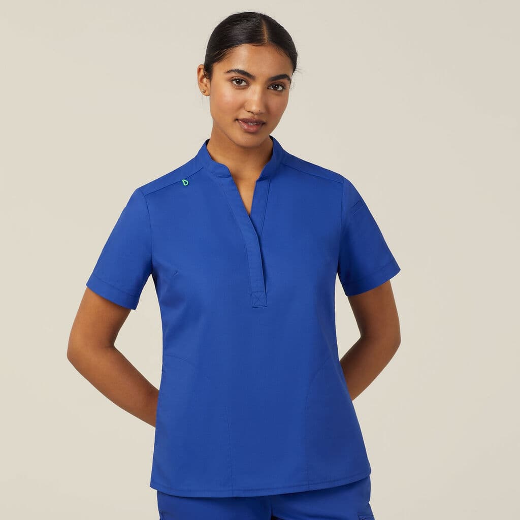 NNT Next-Gen Antibacterial Active Blackburn Mandarin Collar Scrub Top CATUMM (Cobalt)